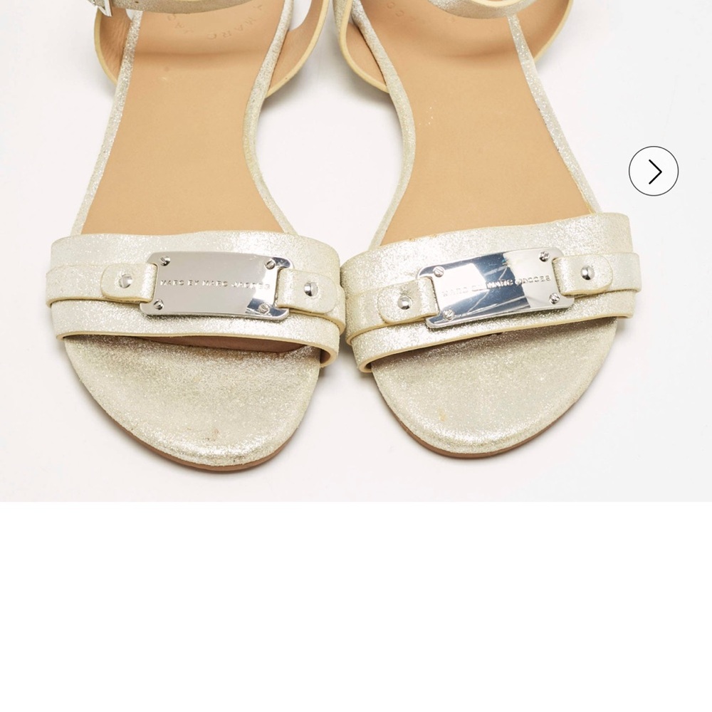 Marc By Marc Jacobs Cream Silver Sandals Minimalist Design